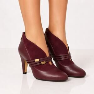 Bella Vita Noemi II Womens Burgundy Leather Heeled Ankle Boots 7.5 WW